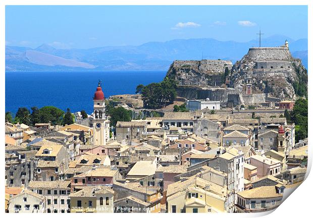 Corfu Town rooftops and Fortress Print by Luke Newman