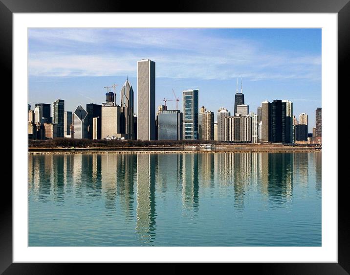chicago skyline Framed Mounted Print by mike nurse