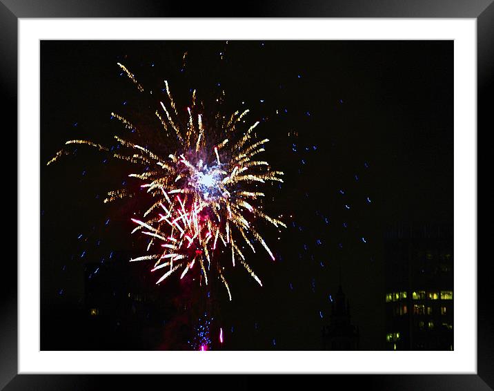 NEW YEARS EVE FIREWORKS Framed Mounted Print by radoslav rundic