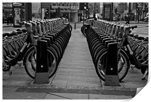 London bikes Print by karen shivas