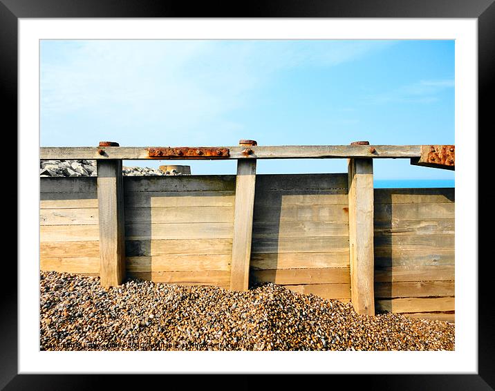 Sea defences with Martello Castle Framed Mounted Print by justin rafftree