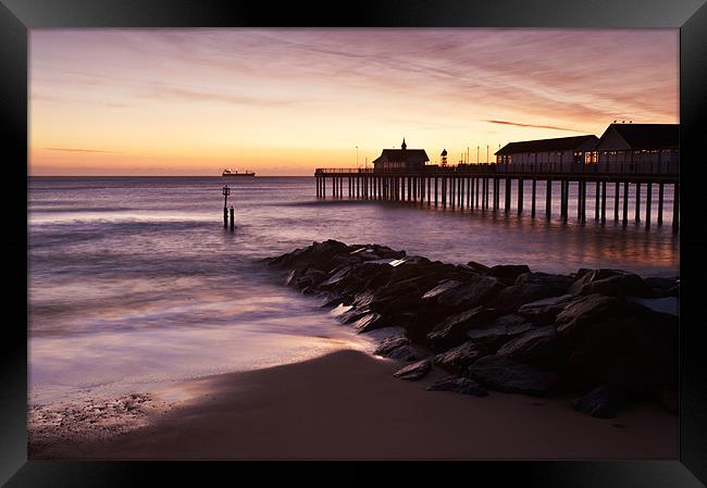 Dawn at Southwold Pier Framed Print by Stephen Mole