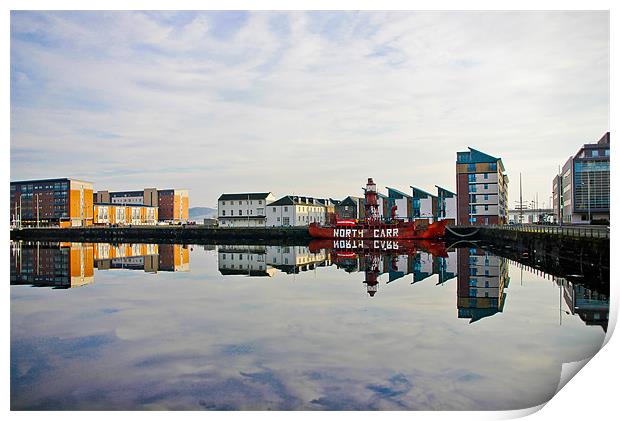 North Carr Lightship, reflection Print by Buster Brown