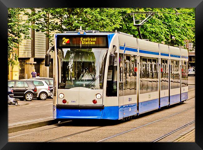 Amsterdam Tram Framed Print by Buster Brown