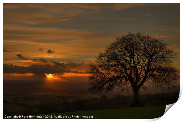 Sunset towards Dartmoor Print by Pete Hemington