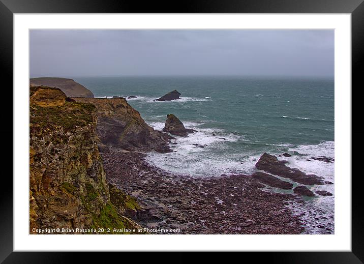 Portreath Cliffs Cornwall Framed Mounted Print by Brian Roscorla