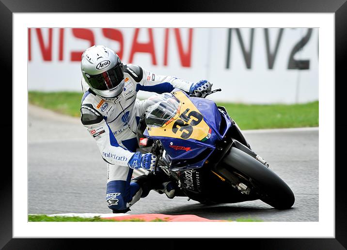 Chris Burns - BSB - Cadwell Park 2010 Framed Mounted Print by SEAN RAMSELL