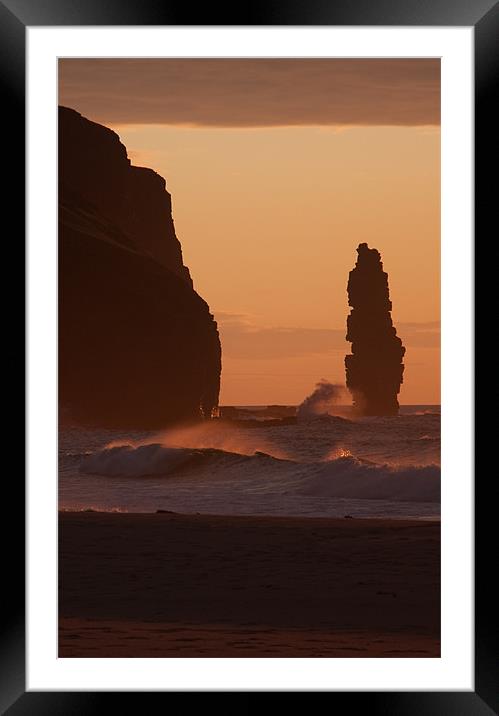 Sandwood Bay pinnacle at sunset Framed Mounted Print by Craig Howie