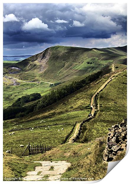 The Great Ridge To Mam Tor Print by Darren Burroughs