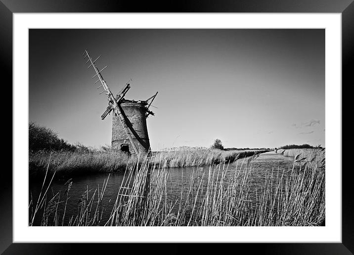 Brograve Drainage Mill Mono 1 Framed Mounted Print by Paul Macro