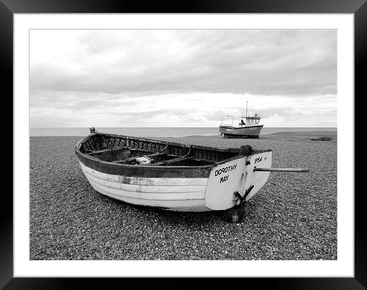 Two Boats at Aldeburgh Framed Mounted Print by justin rafftree