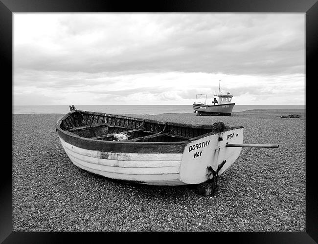 Two Boats at Aldeburgh Framed Print by justin rafftree