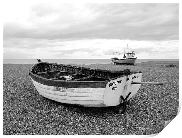 Two Boats at Aldeburgh Print by justin rafftree