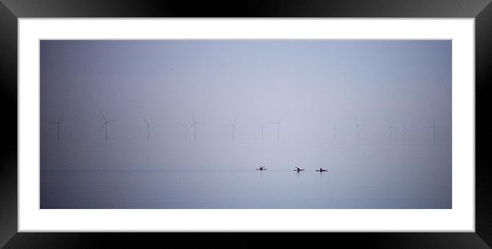 Canoeists in the mist Framed Mounted Print by Helen McAteer