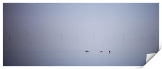 Canoeists in the mist Print by Helen McAteer
