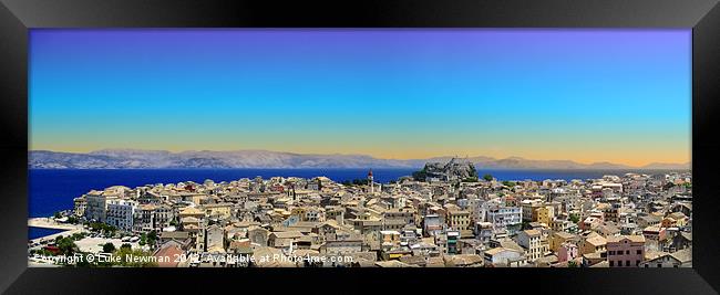 Corfu Town Rooftops panorama Framed Print by Luke Newman