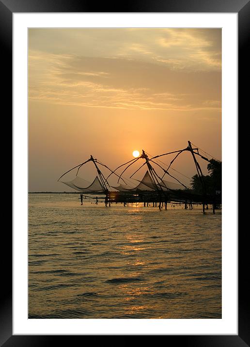 Chinese Fishing Nets at Cochin Framed Mounted Print by Alastair Gentles