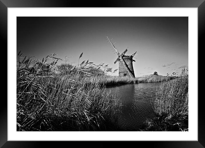 Brograve Drainage Mill Mono 3 Framed Mounted Print by Paul Macro
