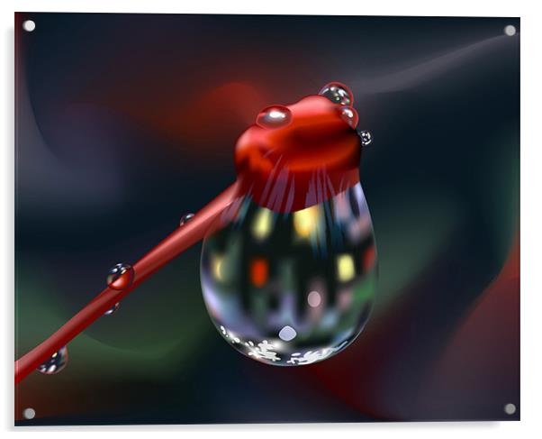 Droplet On Bud Close-up Acrylic by Lidiya Drabchuk