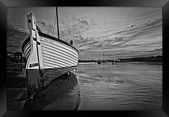 Stranded in Burham Overy Staithe Mono Framed Print by Paul Macro