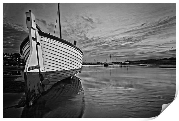 Stranded in Burham Overy Staithe Mono Print by Paul Macro
