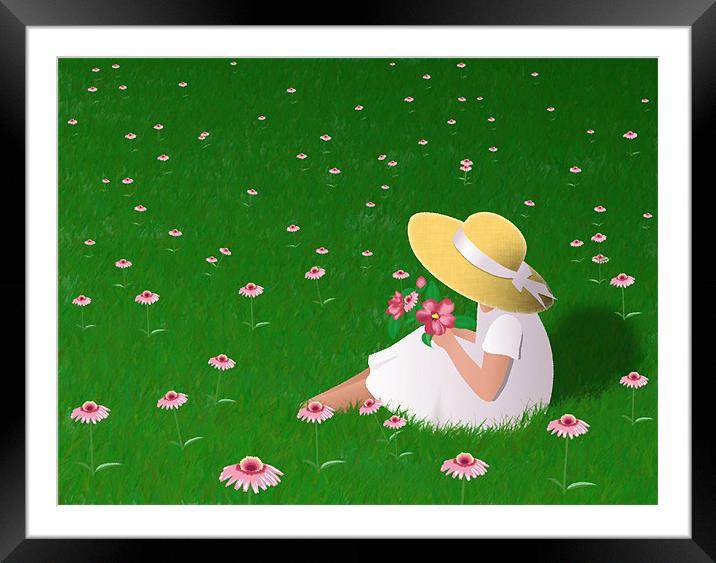 Girl In Grass Framed Mounted Print by Lidiya Drabchuk