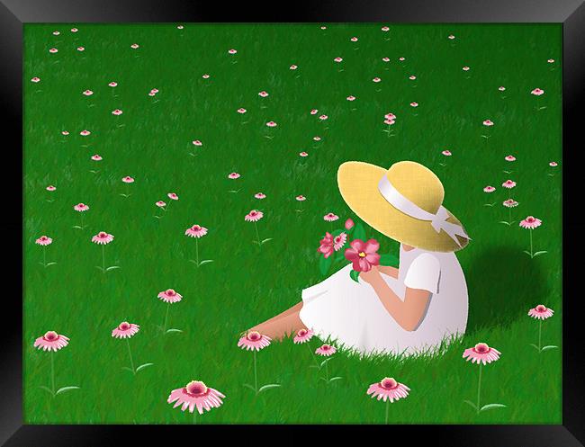 Girl In Grass Framed Print by Lidiya Drabchuk