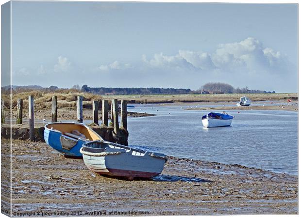 On the slipway at Burnham Overy  North Norfolk Canvas Print by john hartley