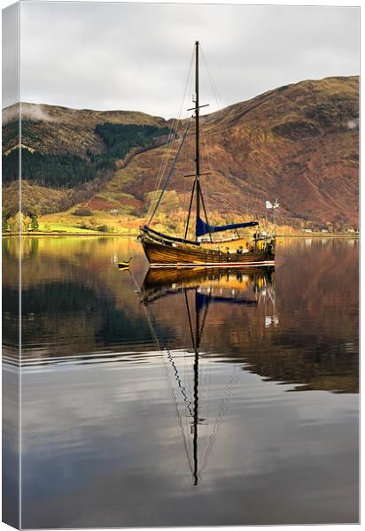 Sailing Boat Reflection Loch Leven Canvas Print by Jacqi Elmslie