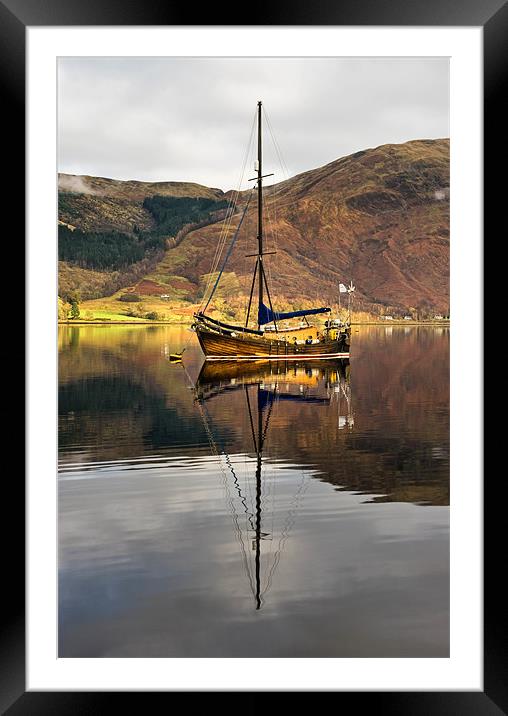 Sailing Boat Reflection Loch Leven Framed Mounted Print by Jacqi Elmslie