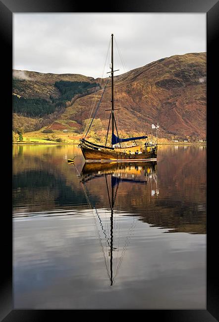 Sailing Boat Reflection Loch Leven Framed Print by Jacqi Elmslie