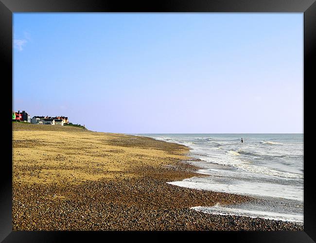 Swimming Time At Thorpeness Framed Print by justin rafftree