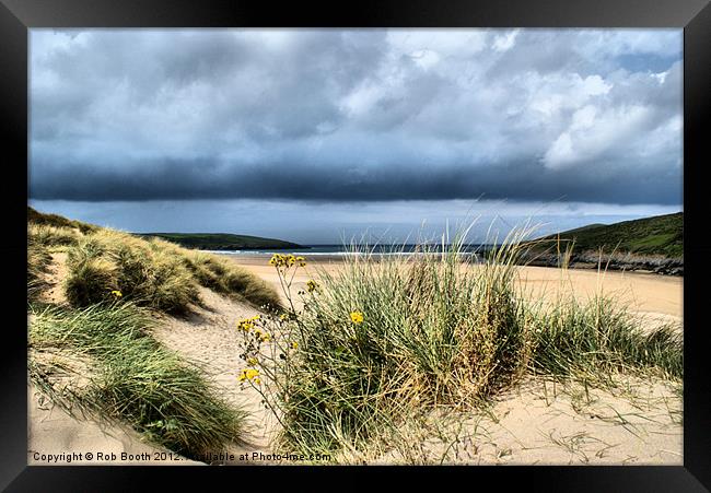 'Dunes at Crantock' Framed Print by Rob Booth