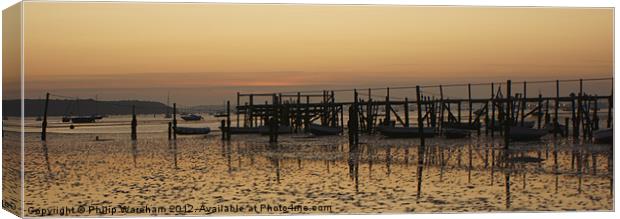 Jetty at Sunset Canvas Print by Phil Wareham