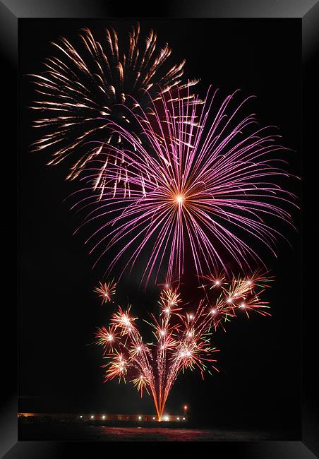 Fireworks Peel Breakwater Framed Print by Julie  Chambers
