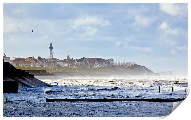 The Windy Coast, Blackpool Print by Jason Connolly