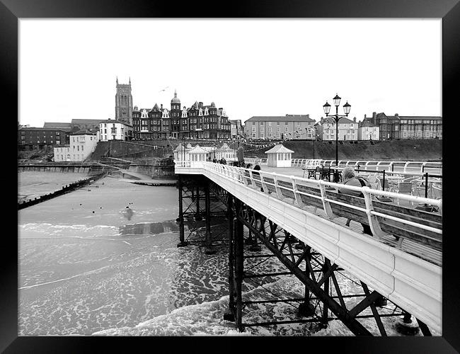 View from Cromer Pier Framed Print by justin rafftree
