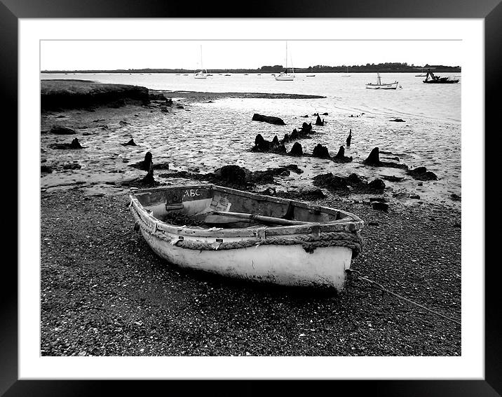 Rowing Boat at Orford Ness Framed Mounted Print by justin rafftree