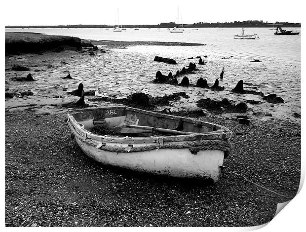 Rowing Boat at Orford Ness Print by justin rafftree