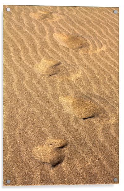 foot steps in the sand Acrylic by Jon Grover