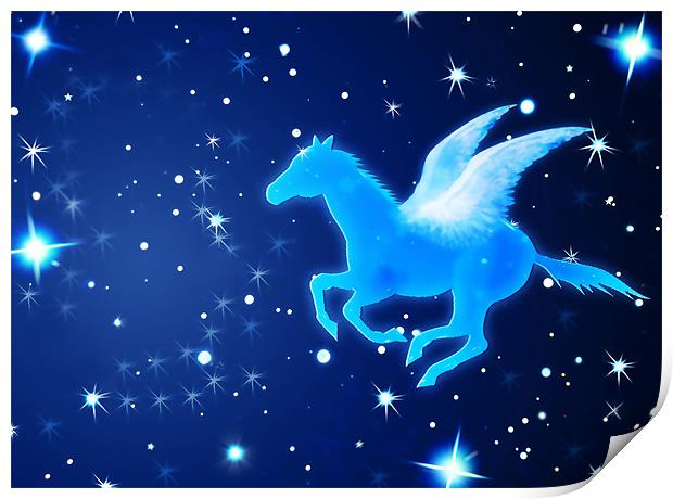 Pegasus Flying In the Night Print by Lidiya Drabchuk