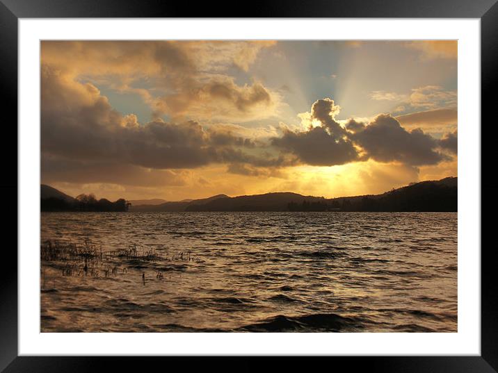 Coniston Water Sunset Framed Mounted Print by J Biggadike