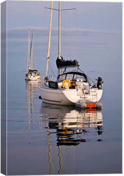 Tranquil moorings, Coll Canvas Print by Gary Eason