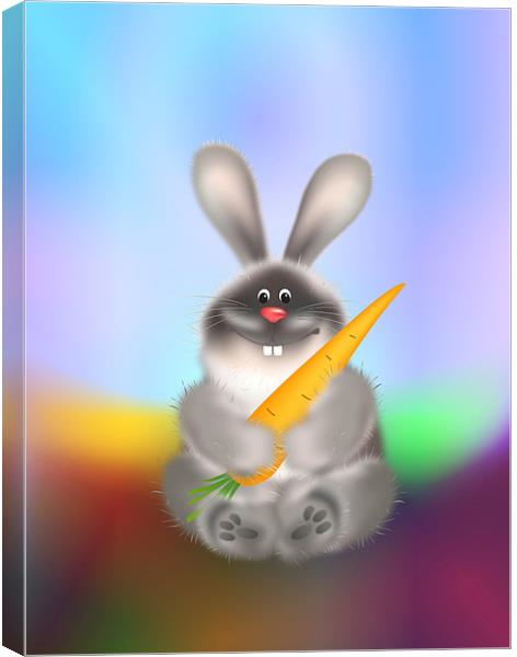 Rabbit With Carrot Easter Bunny Canvas Print by Lidiya Drabchuk