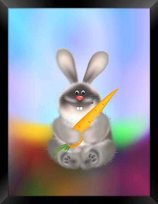 Rabbit With Carrot Easter Bunny Framed Print by Lidiya Drabchuk