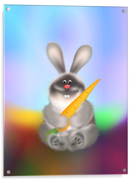 Rabbit With Carrot Easter Bunny Acrylic by Lidiya Drabchuk