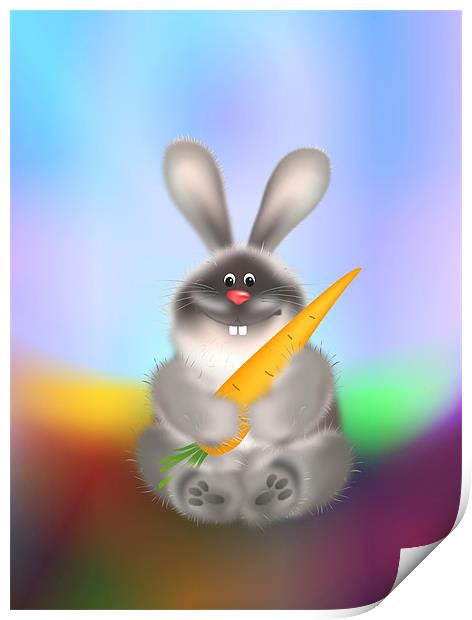 Rabbit With Carrot Easter Bunny Print by Lidiya Drabchuk