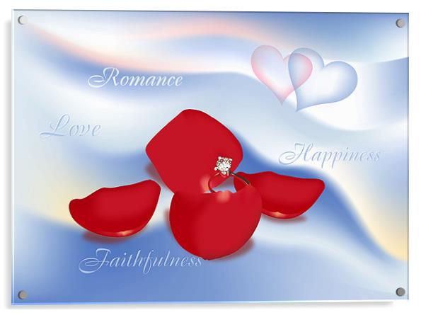 Engagement Ring In Rose Petals Acrylic by Lidiya Drabchuk