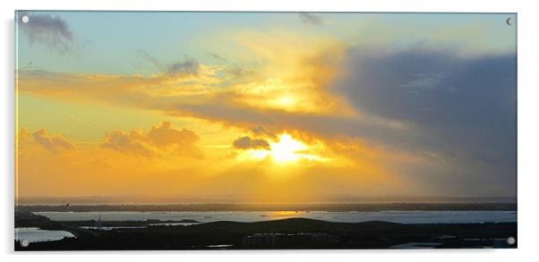 Portsdown Sunset Acrylic by Jane Chivers
