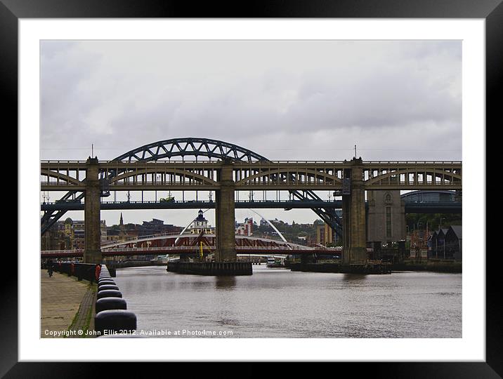 Newcastle Bridges Framed Mounted Print by John Ellis